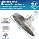 High Pressure Shower Head - Anti-Clogging Silicone Nozzles 2.5 GPM Removable Restrictor - Easy to Clean and Install - Includes Plumbers Tape - 6 inch - (Brushed Nickel 2.5GPM)