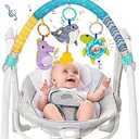 Bestcool Pram Toys for Babies, Clip on Activity Pram Arch Pushchair Toys with 3 Sensory Hanging Animals Rattle Music Squeak Crib Mobile Toys Baby Stroller Toy for Newborn Boys Girls Gift (Whale)
