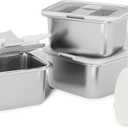 Bakpoco Stainless Steel Snack Lunch Containers for Kids, 3 Packs 12 oz Leak-Proof Lunch Box Containers, Microwave-Safe, Convenient Metal Small Food Storage Container with Lid for School, Work (4-1 Silver)