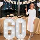 3FT 60 Marquee Numbers, 60 Light up Numbers for Party, 60th Birthday Decorations for Women Men, Big 60 Sign with Light for Anniversary, Birthday Backdrop Decor