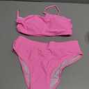 YACUN Women's High Waisted Bikini Swimsuit Two Piece Strapless Bandeau Cheeky Bathing Suits (Pink, S)