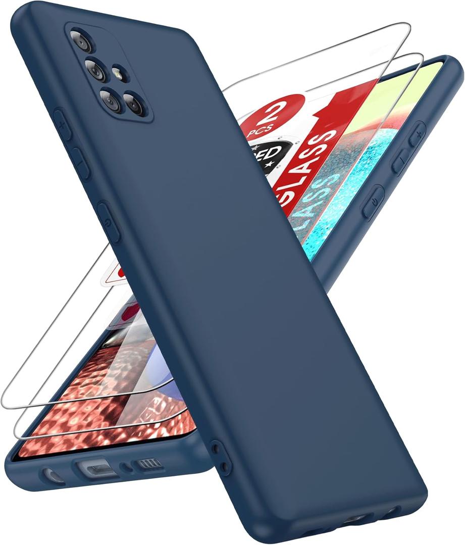 LeYi for Samsung-Galaxy-A71-5G-Phone Case:   /   Samsung A71 5G Phone Case with 2Pcs Screen Protector, Slim Soft Anti-Scratch Microfiber Lining Funda para A 71, Blue
