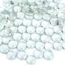 FUTUREPLUSX 5 Lb Clear Flat Glass Marbles, 500PCS Clear Flat Gems Transparent Aquarium Pebbles Vase Filler Beads Table Scatters