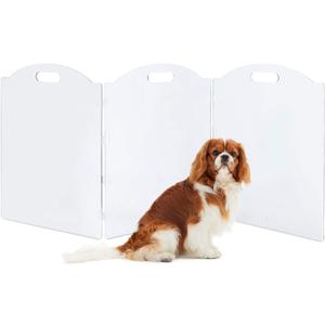 Clear Acrylic Freestanding Dog Gates for The House  Folding 3-Panel Pet Gates for Doorways, Indoor Stairs, and Hallways, Transparent Barrier for Dogs, Puppies, and Cats