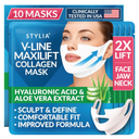 Stylia MaxiLift VLine Lifting Collagen Face Mask  Double Chin Strap  Jawline Shaper  Neck Firming and Tightening Mask with Hyaluronic Acid & Aloe Vera  Chin Strap for Sleeping (10PC)