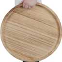 Round Ottoman Tray for Coffee Table Living Room Wood Serving Tray Large Wooden 20 Inches Rustic Torched