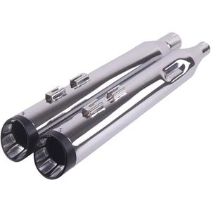 SHARKROAD 4" Chrome Slip-On Mufflers Exhaust Pipes For Harley Touring 2017-2023 Street Glide, Road Glide, Road King,Electra Glide, 21CB