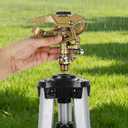 Biswing Large Impact Sprinkler Head on Tripod Base, Adjustable Zinc Alloy Lawn Sprinklers for Yard Lawn Garden, 3/4" NH Connector, 360 Degree Large Area Coverage Irrigator with Extension Legs, 1 Pack