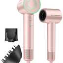 Hair Dryer - 150000 RPM High-Speed Brushless Motor Negative Ionic Blow Dryer for Fast Drying, Low Noise Thermo-Control Hair Dryer with Diffuser and Nozzle, Pink