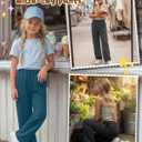 3 Pack Girls Wide Leg Sweatpants Kids Lightweight Joggers Open Bottom Baggy Pants Athletic with Pockets (11-12 Years, Black, Dark Heather Gray, Lake Blue)