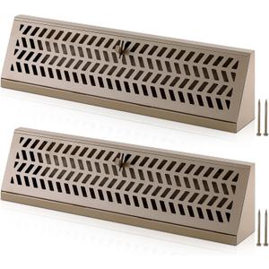 Blulu 2 Pack 18 Inch Baseboard Register Vent Baseboard Vent Covers Heavy Duty Steel Air Diffuser with Adjust Lever for Home Floor Wall Duct Openings HVAC Supply, Chevron Design, Easy to Install(Brown)