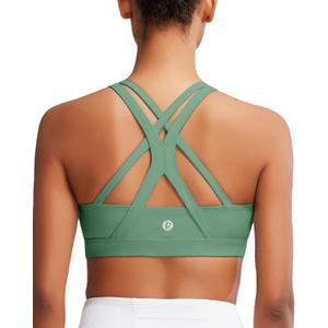 RUNNING GIRL Sports Bra for Women, Medium-High Support Criss-Cross Back Strappy Padded Sports Bras Supportive Workout Tops (Large)