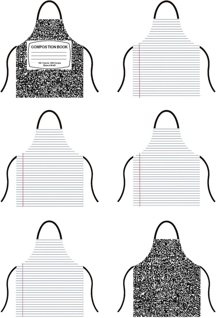 Honeydak 6 Pcs Halloween Composition Notebook Group Costumes for Adults Halloween Teacher Group Cosplay Apron Props Gifts for Women Man Teachers Librarians Holiday Party