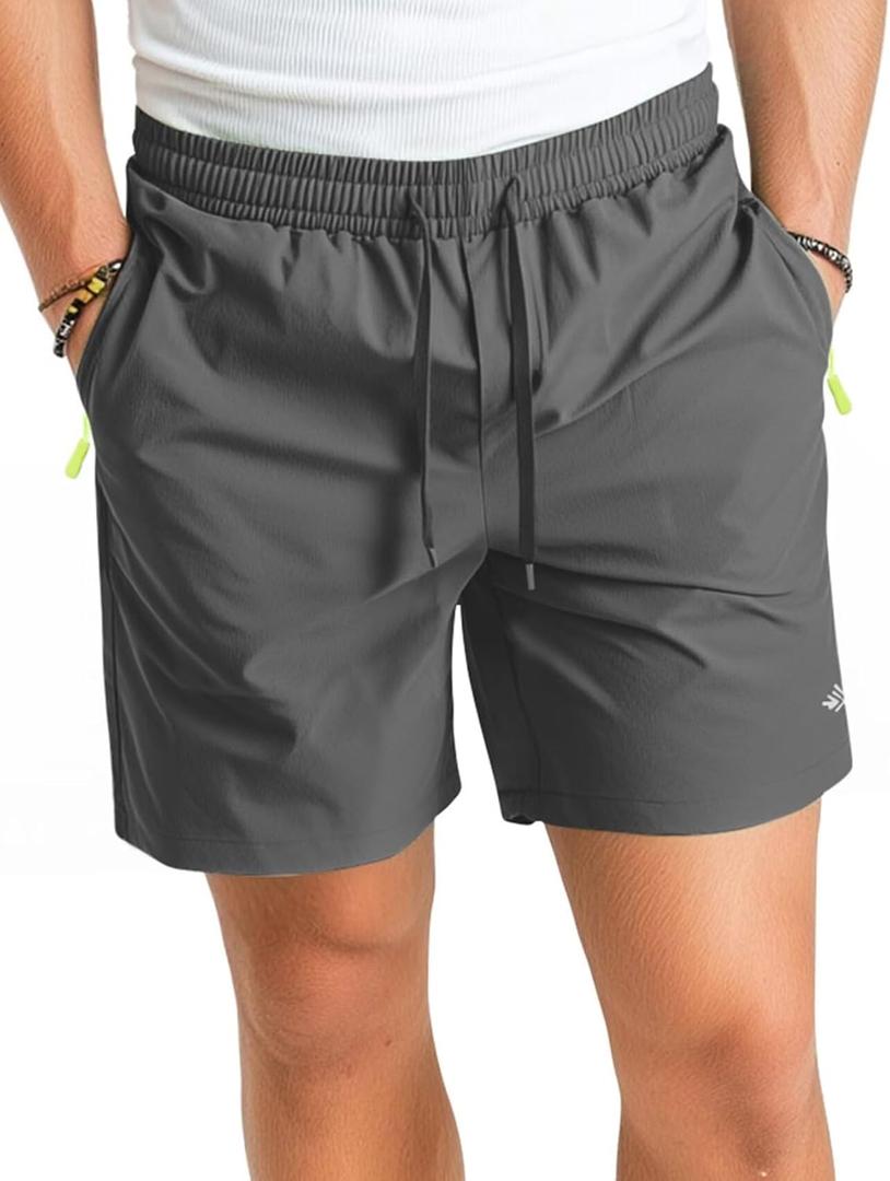 Zengjo Mens Running Shorts 7 Inch(Grey,L) (Gray, L)