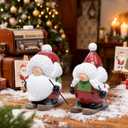 Hodao Christmas Elf Skiing Figurine Decoration  Winter Holiday Elf on Skis, Adorable Holiday Tabletop Ornament, Ski Lodge Decor, Mantel, Shelf & Table Centerpiece Christmas Decorations (Red-2)