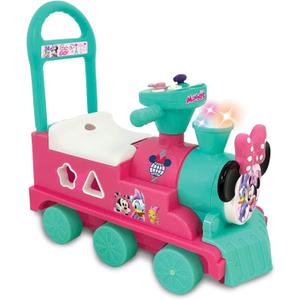 Kiddieland Disney Minnie Mouse Play n' Sort Activity Train Ride-On with Lights, Sounds, Shape Sorter, Storage Seat, Push Handle, Ages 1236 Months, Toddler Indoor Toy for Motor Skills