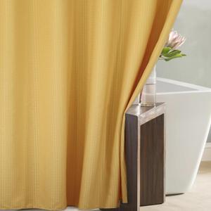 Yellow Gold Long Shower Curtain: 78 Inch Long Waffle Weave Heavy Duty Fabric Shower Curtains for Bathroom - 256 GSM Water Repellent Washable Thick Polyester Cloth Bath Curtain - 72x78