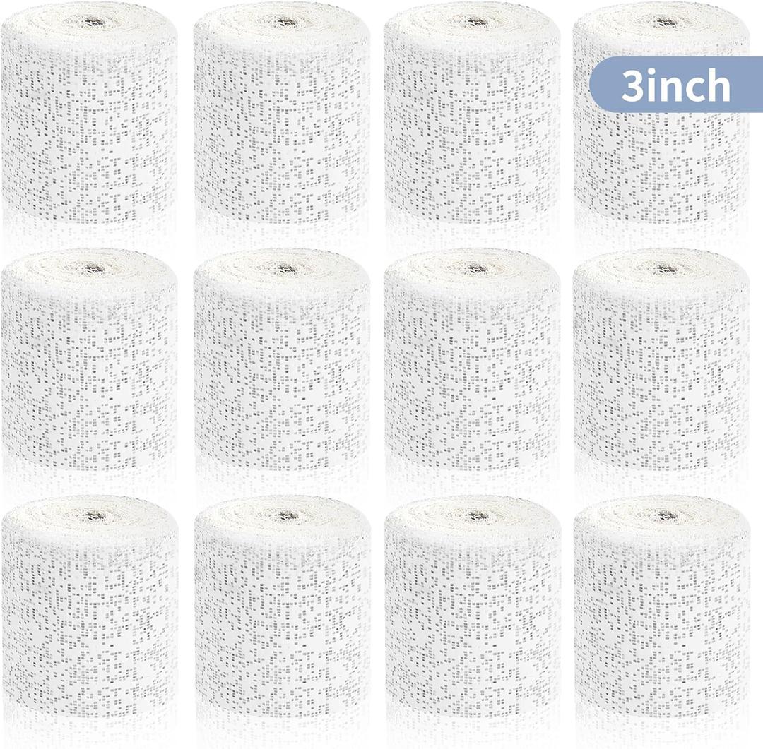 12 Rolls Plaster Strips Plaster Gauze Bandages Blank Cloth Wrap Rolls for DIY Hobby Crafts, Belly Cast, Body Molds, Mask Making, Scenery Art (3 x 106 Inches)