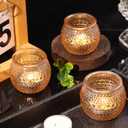 32 Pcs Gold Votive Candle Holders, Round Tea Light Candle Holders with Polka Dot Embossed, Gold Table Centerpieces for Weddings, Home Decor, Baby Shower, Special Occasions