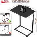 Extra Large TV Tray Table Set of 2, Heavy Duty C-Shaped Laptop Desk with 8-Level Height & 90° Tilt, Folding Overbed End Table for Couch and Bed, Black Finish with Phone/Tablet Slot for Small Spaces, Large 2 Pack
