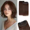 Clip in Short Hair Extensions Real Human Hair,Prokyvity Invisible Human Hair Clip in Extensions Short,6inch/2 pieces Mini Extensions for volume or highligh, Meduim Brown