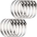 OURU Large Hose Clamps, 10 Pack 3 Inch Stainless Steel Hose Clamps Adjustable from 2-15/16"-3-1/2"/75-90mm, Metal Worm Gear Duct Clamp for Air Ducting, Dryer Vent Hose, Fuel Line, Automotive