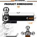 DEEAGLE 3 Ball Hitch with Hook, Tri Ball Hitch, 1-7/8", 2" and 2-5/16" Ball, Fit 2 Hitch Receiver, Heavy Duty Tow Hitch