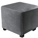 Ottoman Covers Slipcover Square Ottoman Covers Protector for Footrest Foot Stool Furniture Stretch Comfortable Velvet with Elastic Bottom(Size S/Length&Width:13-18"/Height:15-18", Grey)