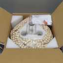 AMZASA Wood Beaded Flush Mount Ceiling Light Farmhouse Rustic Small Boho Chandelier Light Fixture for Bedroom Hallway Entryway Closet Kitchen Dining Room Living Room Nursery 3-Lights