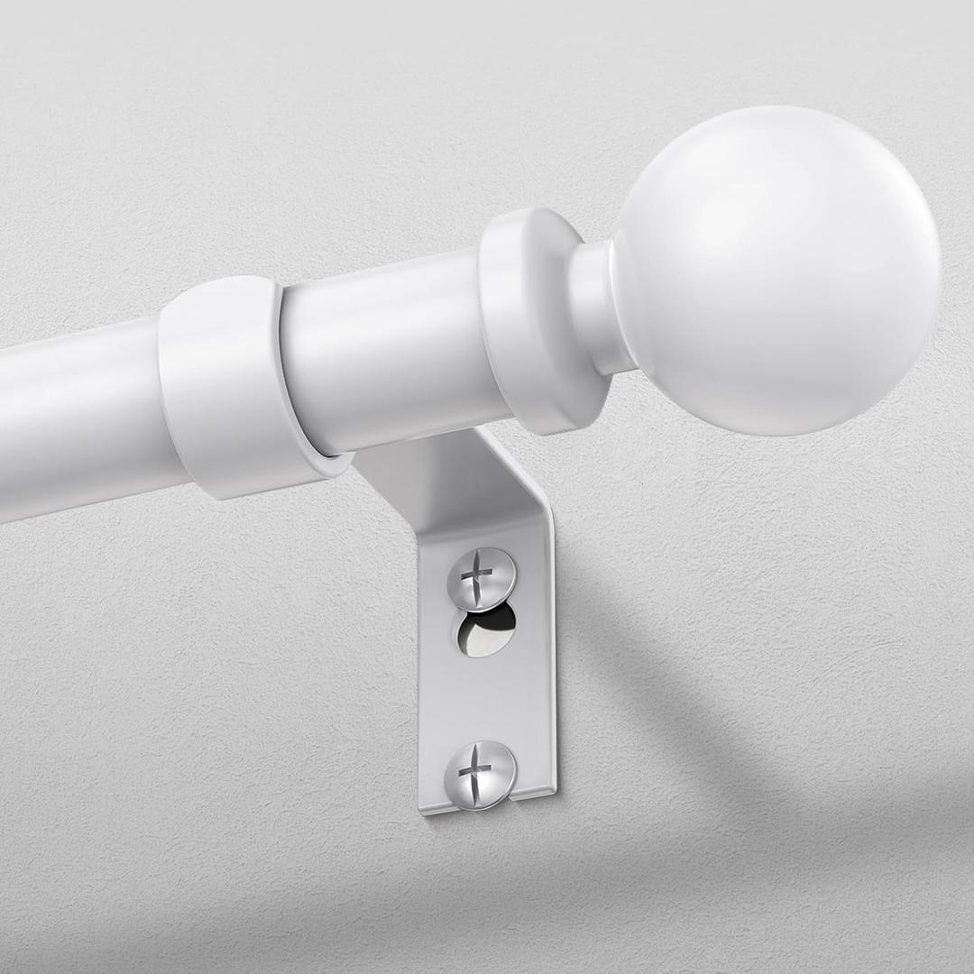 White Curtain Rod 36-91 Inch, 1 Inch Adjustable Heavy Duty Curtain Rods for Windows, Decorative Modern Window Treatment Rods, Telescopic Splicing Metal Drapery Pole, Easy Installation