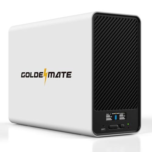 GOLDENMATE 1500VA/1000W Lithium UPS Battery Backup and Surge Protector, Backup Battery Power Supply with LiFePO4 Batteries(296Wh), AVR, Line Interactive Sinewave UPS System, 8 Outlets, LCD Display