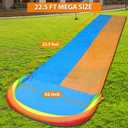 MorTime 22.5ft Slip Water Slide with Sprinklers, Slip and Slide with 2 Inflatable Bodyboards and Splash Pool Waterslide Backyard Lawn Outdoor Water Toy