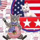 Kacctyen 18 Pcs Patriotic Cat Collars Bulk Easter Holiday Cat Collars with Bow Tie 4th of July Decoration Kitty Breakaway Adjustable Pet Kitten Bowtie Decor(Medium)