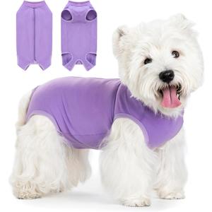 Coppthinktu Dog Surgery Recovery Suit for Dogs After Surgery Female, Dog Onesie Suitical Neuter Puppy Spay Shirts, Post-Op Bodysuit Pajamas Anti Licking Abdominal Wounds Cone Alternative (Small, Purple)