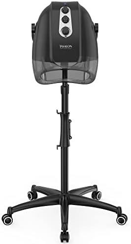 TASALON Ionic Hooded Hair Dryer, Gray - Professional Bonnet Hair Dryer for Home and Salon with 3 Temperature Settings, Portable, Lightweight, Adjustable Height and Wheels, 1000W, 120V AC, 60 Min Timer