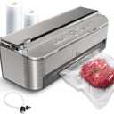 Mesliese Vacuum Sealer Machine, 85kPa 120W Automatic Food Sealer, Powerful Sealing System, Build-in Cutter | Bags Storage | Moist Mode and Air Suction Hose | 2 Bag Rolls and 5pcs Pre-cut Bags