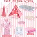 4 Set Girls Sleepover Teepee Tent Kit Inflatable Airbed Bedding Fitted Sheet Pink Satin Kimono Robe Eye Shade Slipper Play Washable Slumber Party Tent for Indoor Outdoor Christmas