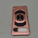 for T-Mobile REVVL 8 Phone Case with Tempered Glass Screen Protector,Military Grade Heavy Duty Shockproof Protective Cover,with Ring Kickstand (Rose Gold)