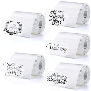 Gersoniel 700 Pcs 2 Inch Round Thermal Labels Waterproof Circle Direct Thermal Stickers Printable Labels for Valentine's Day Gift Wrapping Thanks Card Small Business Logo(Clear,Round)