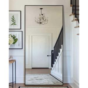 Antok Full Length Mirror, 58"x21" Floor Mirror with Stand, Hanging Mounted Mirrors for Bedroom, Living Room, Cloakroom, Dining Room, Black, Rect