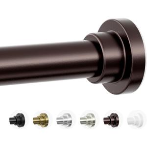 Shower Curtain Rod, 1" Diameter Heavy Duty Tension Shower Rod, Non Slip Adjustable 28-74 inch No Drill Shower Curtain Rods Spring Tension For Bathroom, Shower Stall, No Rust, Bronze (28-74 Inches)