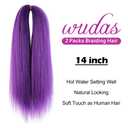 2 x Purple Braiding Hair 14 Inch Short Pre Stretched Hair Straight Yaki Texture Synthetic Hair Extensions Softness, 2 Packs
