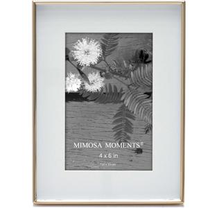 MIMOSA MOMENTS 6x8 Metal Picture Frame with Mat for 4x6 Photo, Shadowbox Frame for Tabletop Display (Brass, 4X6)