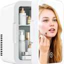 EUHOMY Skincare Fridge, 5 Liter Mini Fridge for Bedroom with Dimmable LED Mirror, AC/DC Portable Cooler & Warmer for Skincare, Cosmetics and Food, Makeup Fridge for Bedroom, Car & Office, White