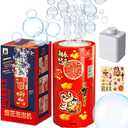 Portable Firework Bubble Machine, 20-Hole Electric Automatic Bubble Maker Toys for Indoor Outdoor Birthday Party, New Year