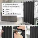 River Dream No Hook Hotel Cloth Black Shower Curtain Microfiber Waterproof - Soft Fabric Shower Curtain or Liner Washable, Black, 71x74