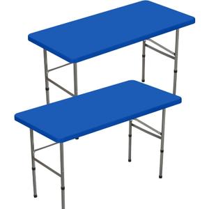 BDDC 2 Pack Rectangle Fitted 4ft Table Cover  24" x 48" Stretchy Spandex Royal Blue Table Cloth, Washable & Wrinkle-Resistant Tablecloth for Tables, Indoor/Outdoor Picnics, Patios & Events