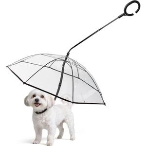 Enjoying Dog Umbrella for Small Dogs, Clear Dog Umbrella Leash, Rainproof Waterproof, Puppy Walking Umbrella with Adjustable Leash, Pet Outdoor Rain Gear (Gen-2)