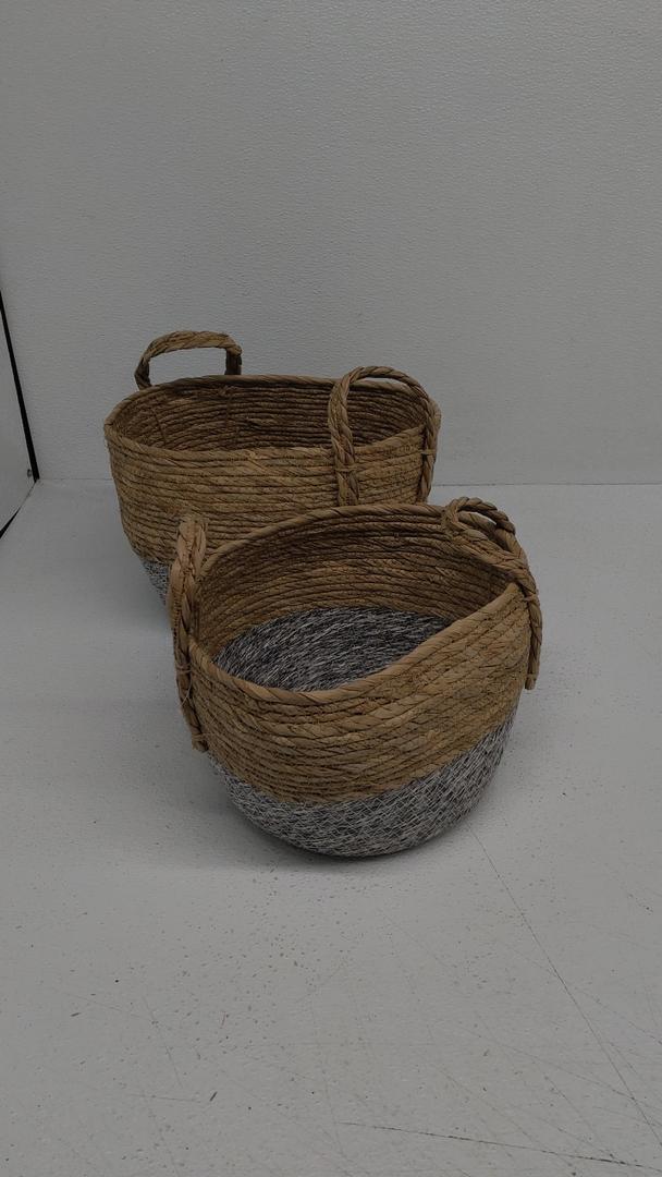 Striped with Handles Baskets 2 Pack 10x10, 12x12 Inch