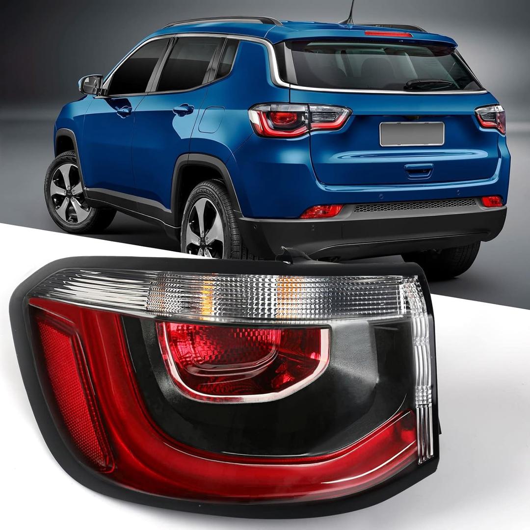 Huray Left Outer Tail Light Fit for Jeep Compass 2017-2021 LH Taillight Tail lamp Brake Lamp Assembly Replacement Accessory Replacement for CH2804115 55112839AC (Driver Side)